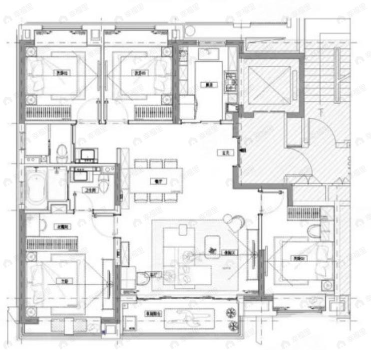 METACITY天元府4室2厅2卫户型图