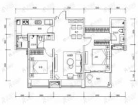 人居大同峰荟2室2厅2卫户型图