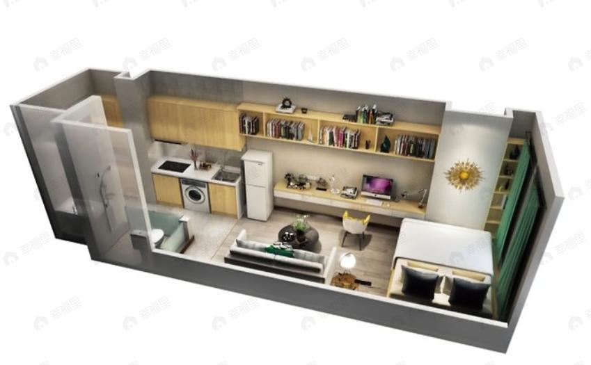 1室1厅1卫建面32m²南户型图