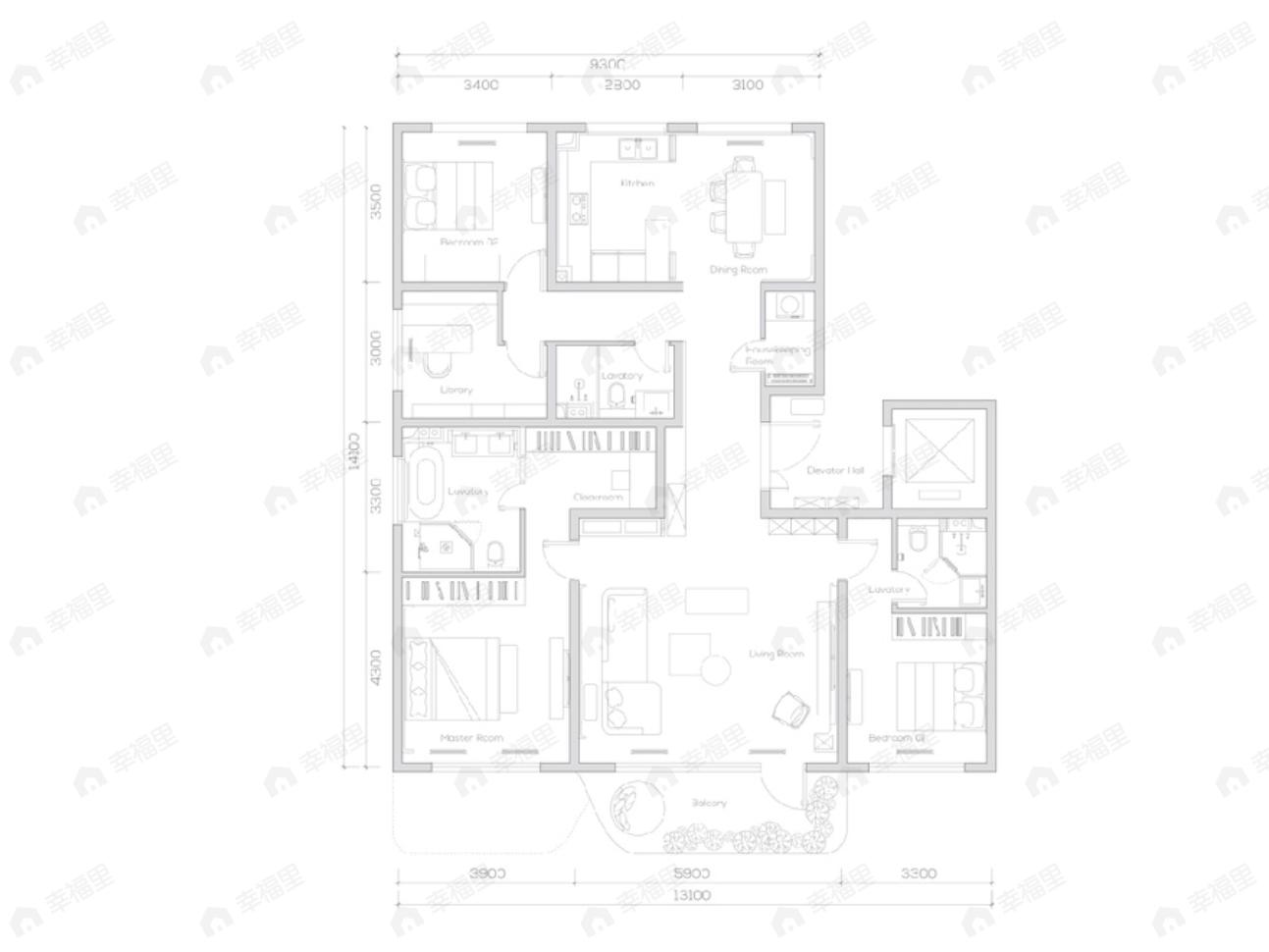 合生缦云4室2厅3卫户型图