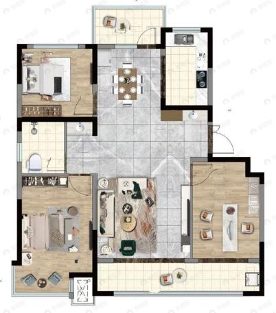 龙辰九悦湾3室2厅1卫户型图