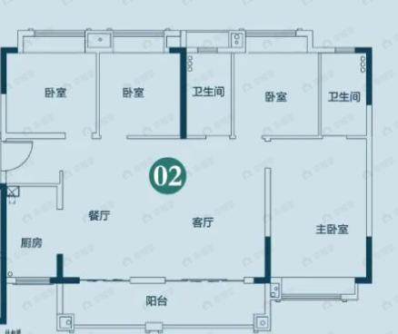 敏捷水映澜山4室2厅2卫户型图