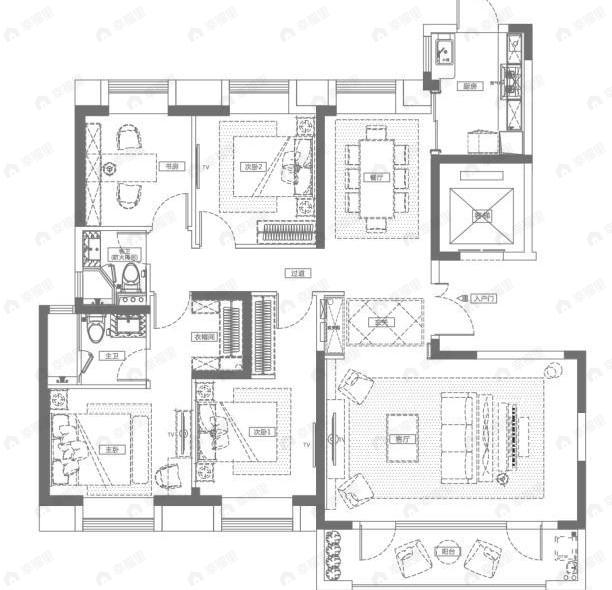 融创观澜府4室2厅2卫户型图