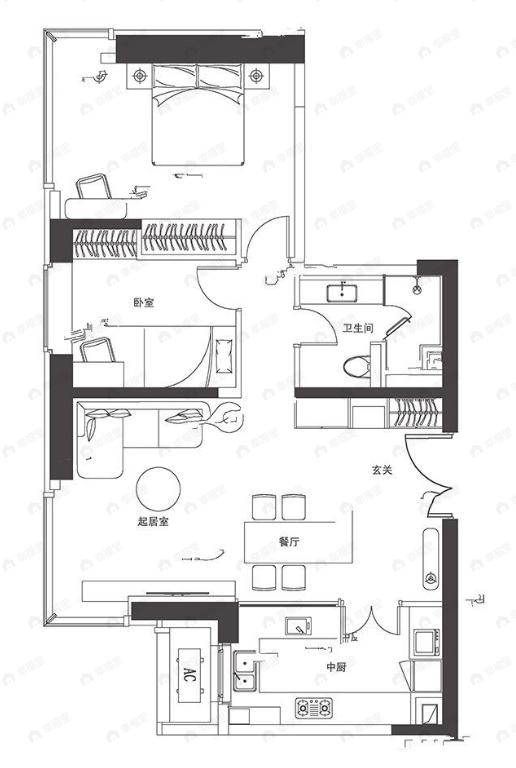 雅颂台2室2厅1卫户型图