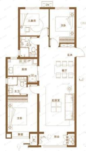 保利金地迎泽上品3室2厅2卫户型图