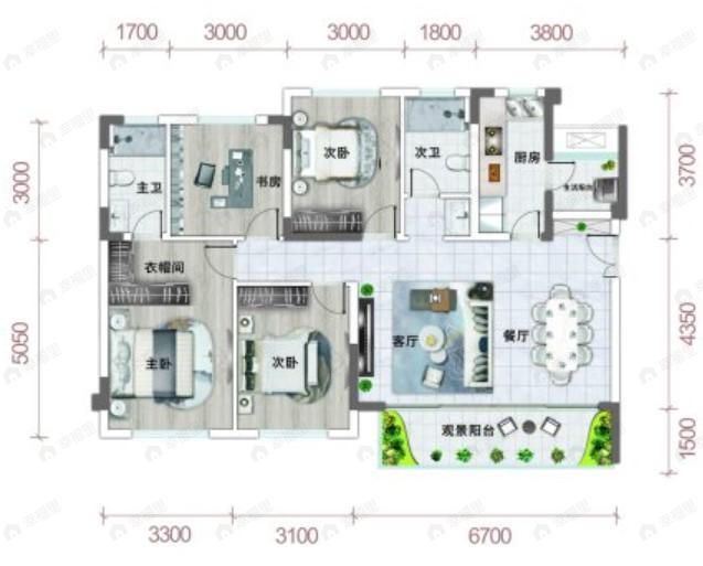天府麓城4室2厅2卫户型图