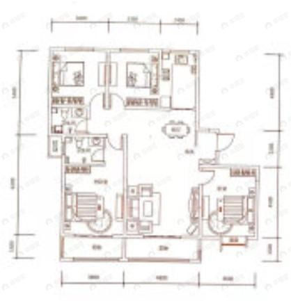亿科江山悦4室2厅2卫户型图