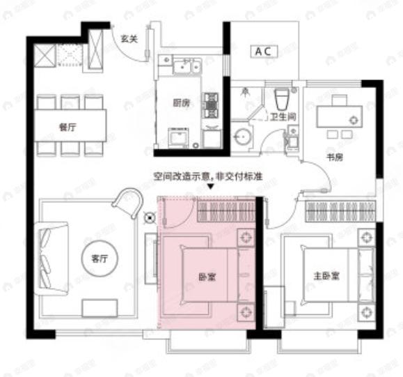 紫樾宸府2室2厅1卫户型图