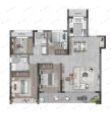 4室2厅2卫建面129平南|北户型图