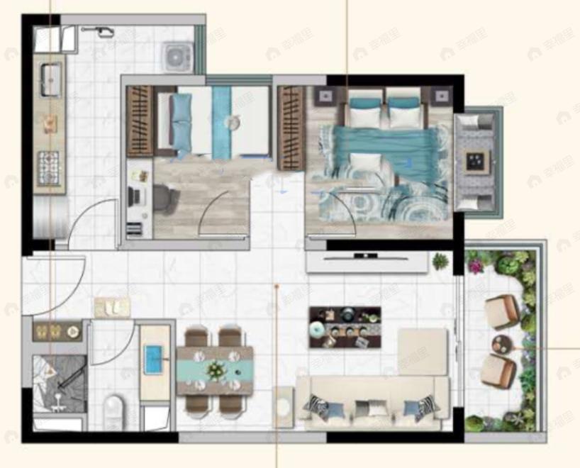 北科建春城大观2室2厅1卫户型图