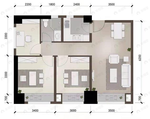 南阳御龙府世纪星3室2厅1卫户型图