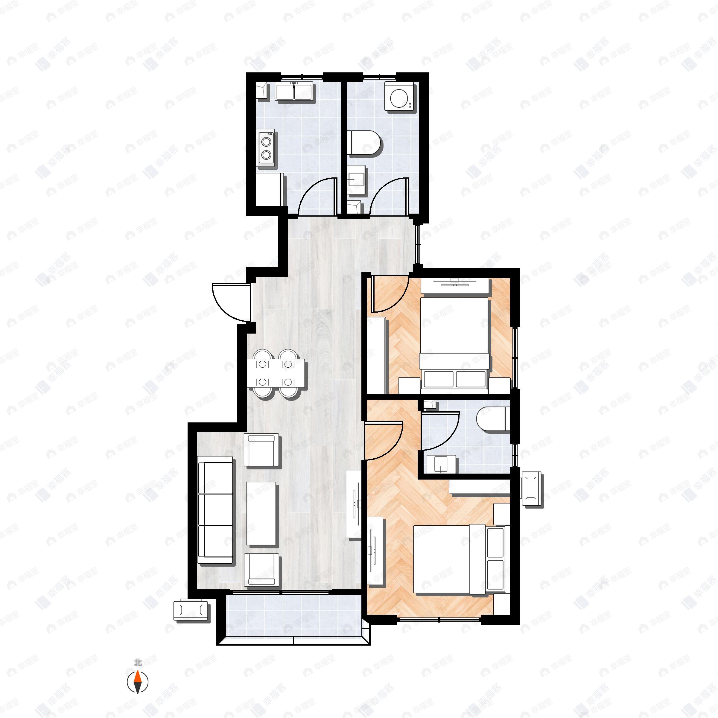 通用博园2室2厅1卫户型图