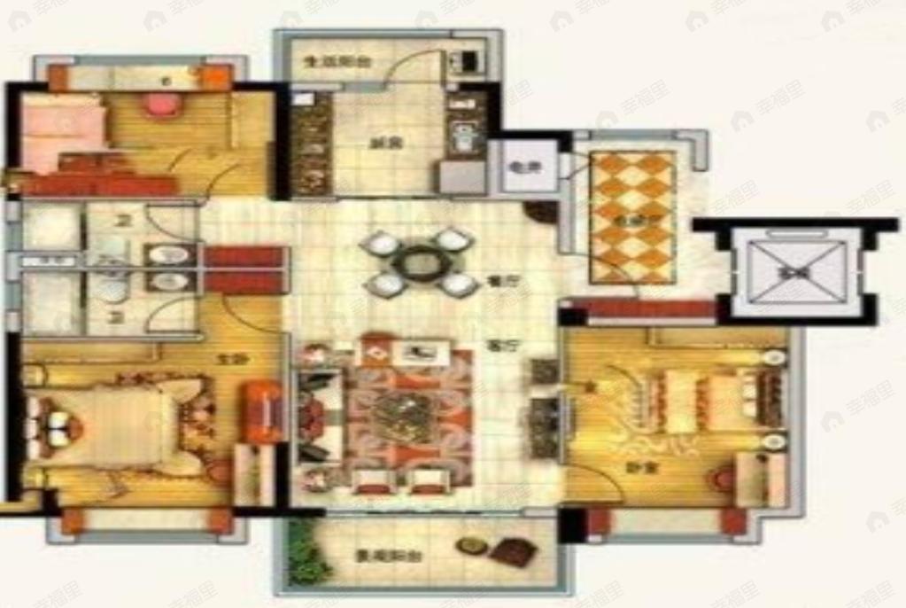 碧桂园东园3室2厅2卫户型图