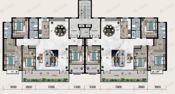 4室2厅2卫建面234平南户型图
