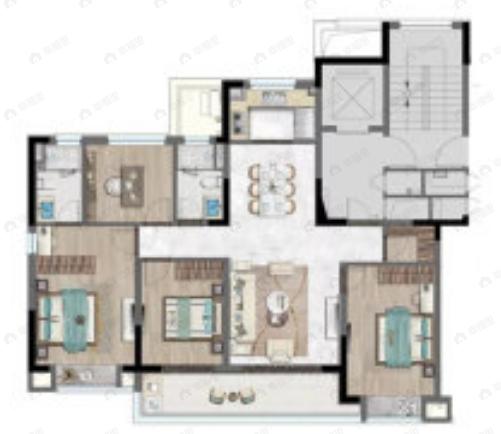 兰香园4室2厅2卫户型图