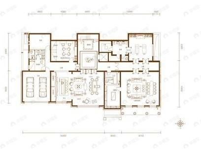 7室2厅4卫建面825平北|南户型图