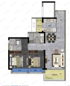 湛江华发新城2室2厅2卫户型图