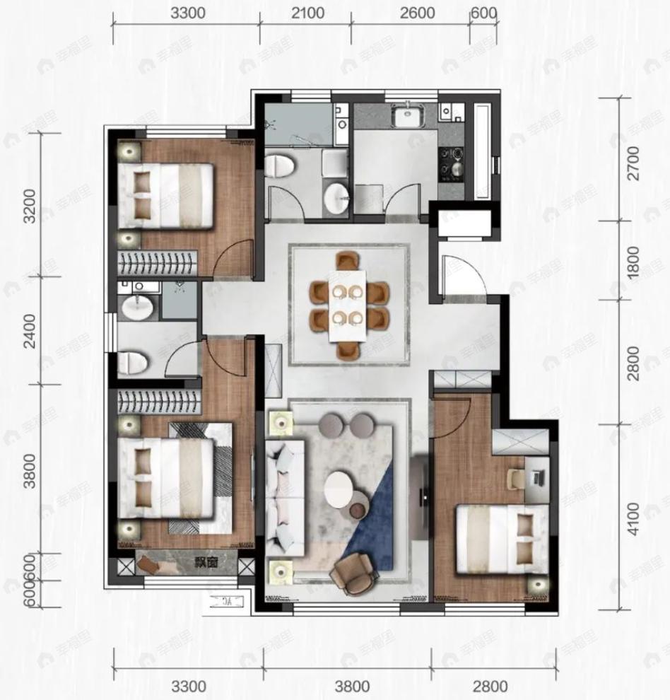 宝裕悦兰湾观萃3室2厅2卫户型图