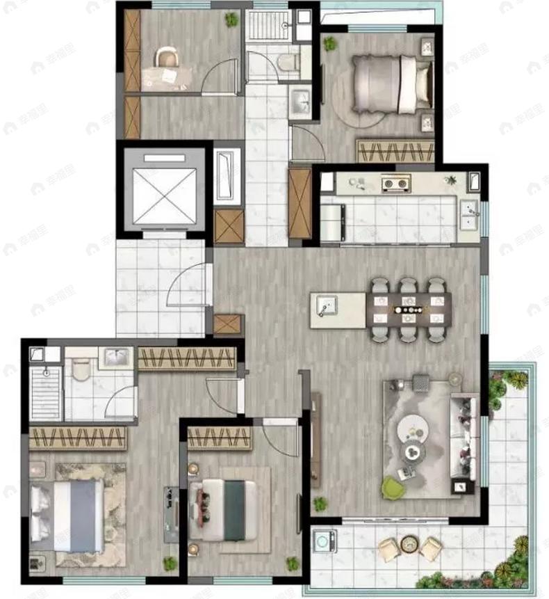山河万物4室2厅2卫户型图