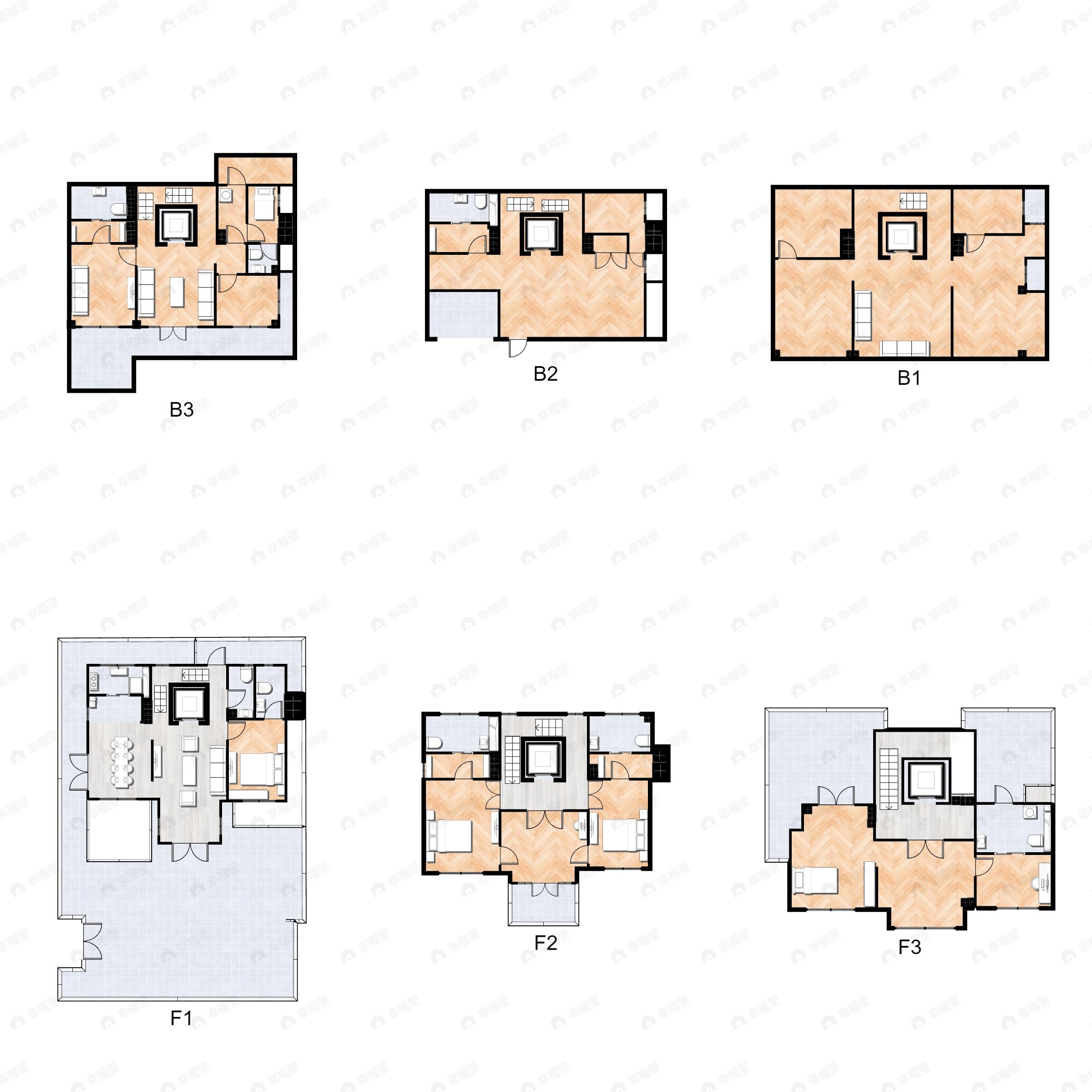 4室5厅8卫建面332平南|北户型图