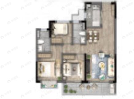 龙光久桦府3室2厅2卫户型图