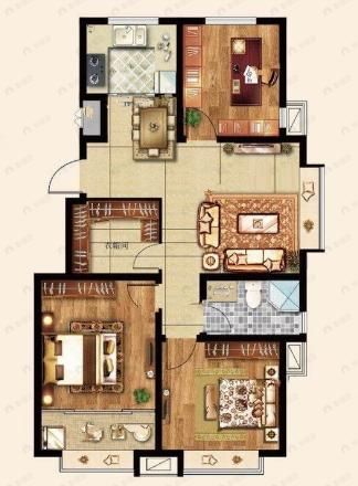 霖源华府3室2厅1卫户型图