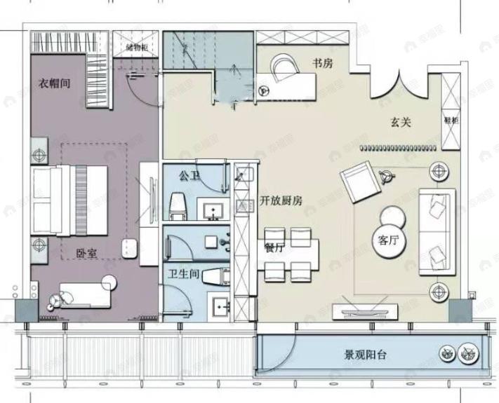 2室2厅3卫建面135平户型图
