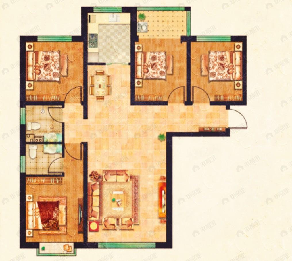 冉泽御景龙湾4室2厅2卫户型图