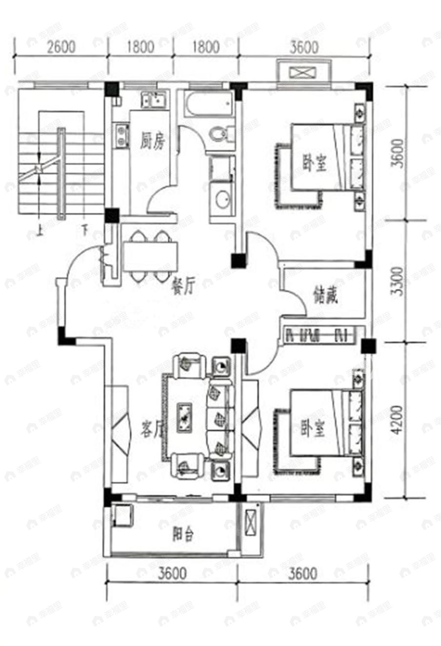 淳东花园2室2厅1卫户型图