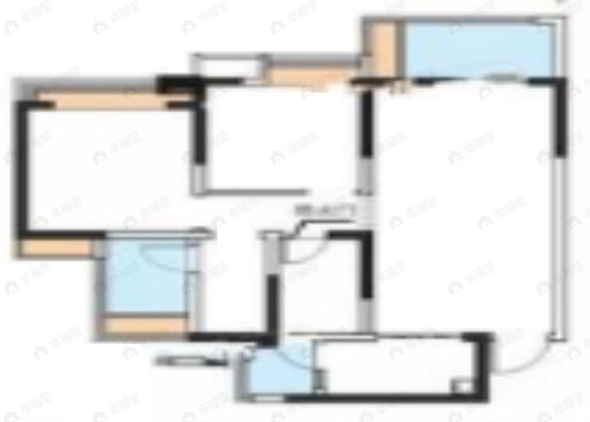 成都融创春风十里3室2厅1卫户型图