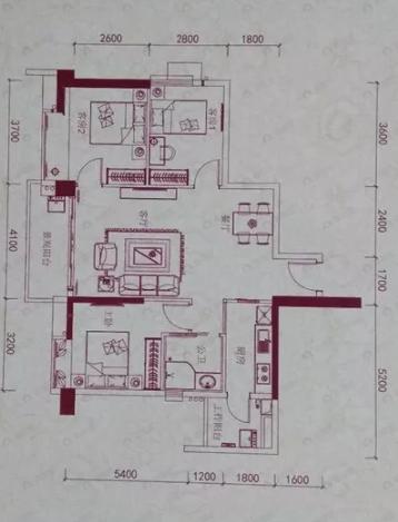 大新印记嘉兰轩3室2厅1卫户型图