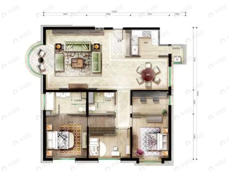 一瓶八斗4室2厅2卫户型图
