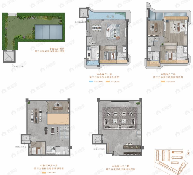 4室2厅4卫建面295m²东|南|西|北户型图