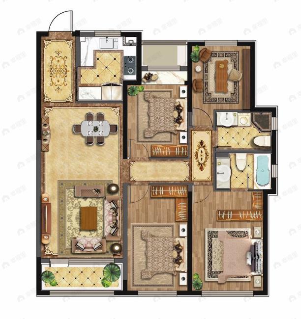 亿达青云天下4室2厅2卫户型图