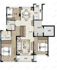 城市蓝湾3室2厅2卫户型图