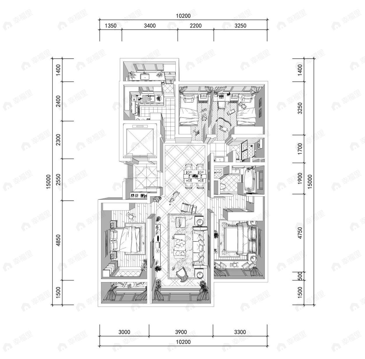 中粮京西祥云4室2厅2卫户型图