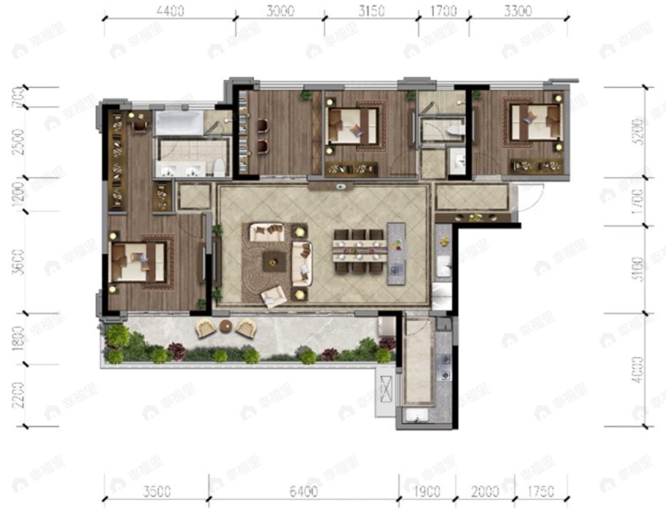 中南海棠集4室2厅2卫户型图