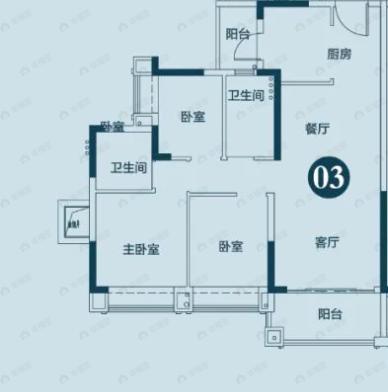敏捷水映澜山3室2厅2卫户型图