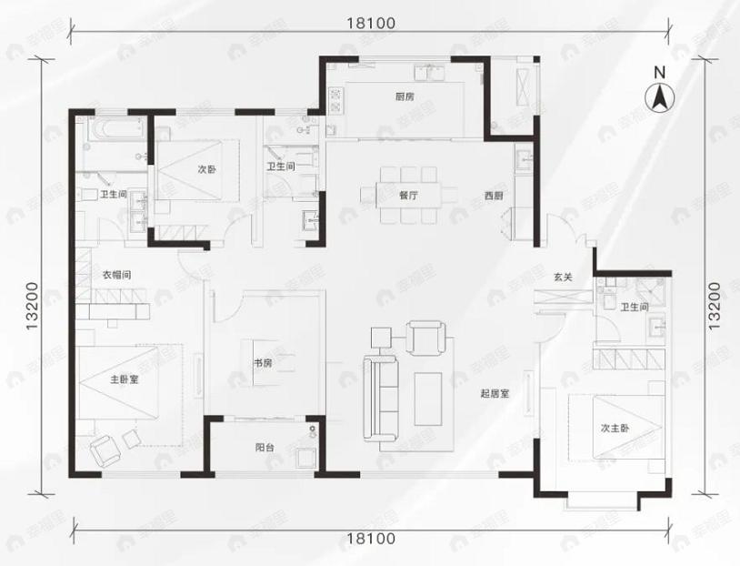 翠景台4室2厅3卫户型图