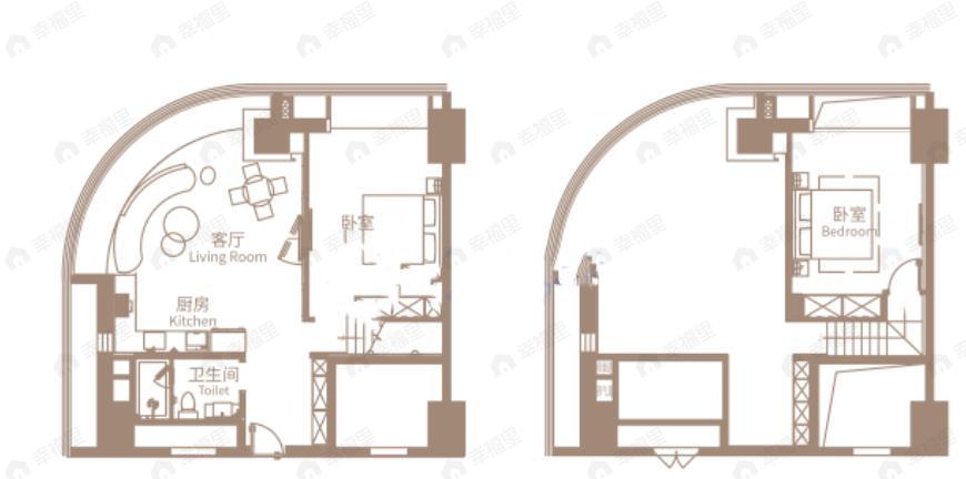2室1厅1卫建面90平户型图