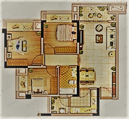 3室2厅1卫建面88平南户型图