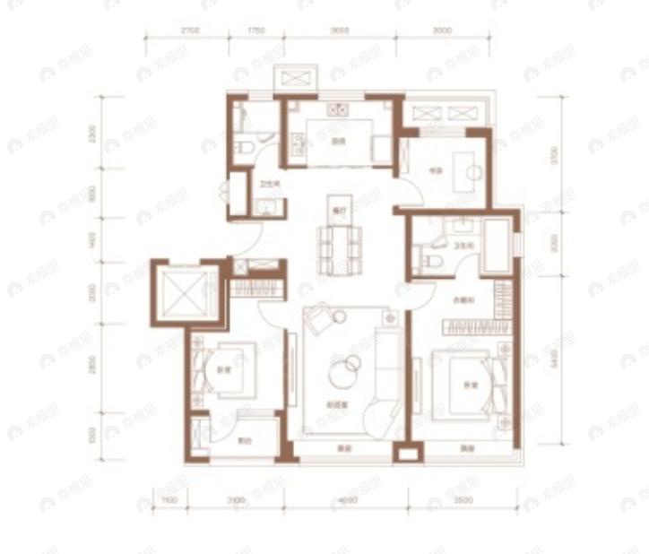 中建宸庐云起3室2厅2卫户型图