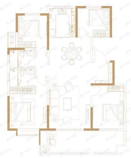 领航悦宸4室2厅2卫户型图