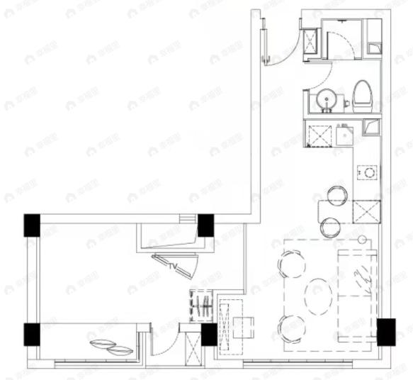 金融街融御滨江公寓1室1厅1卫户型图