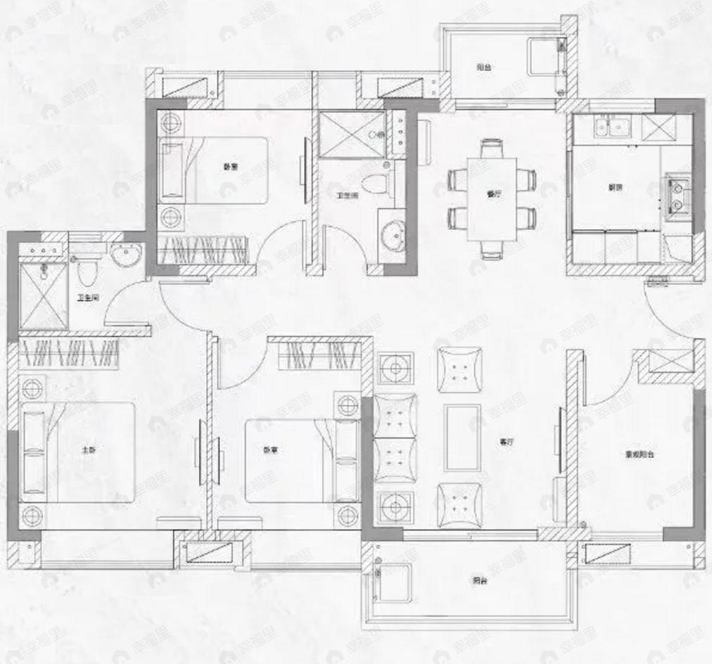 中国铁建海语熙岸4室2厅2卫户型图