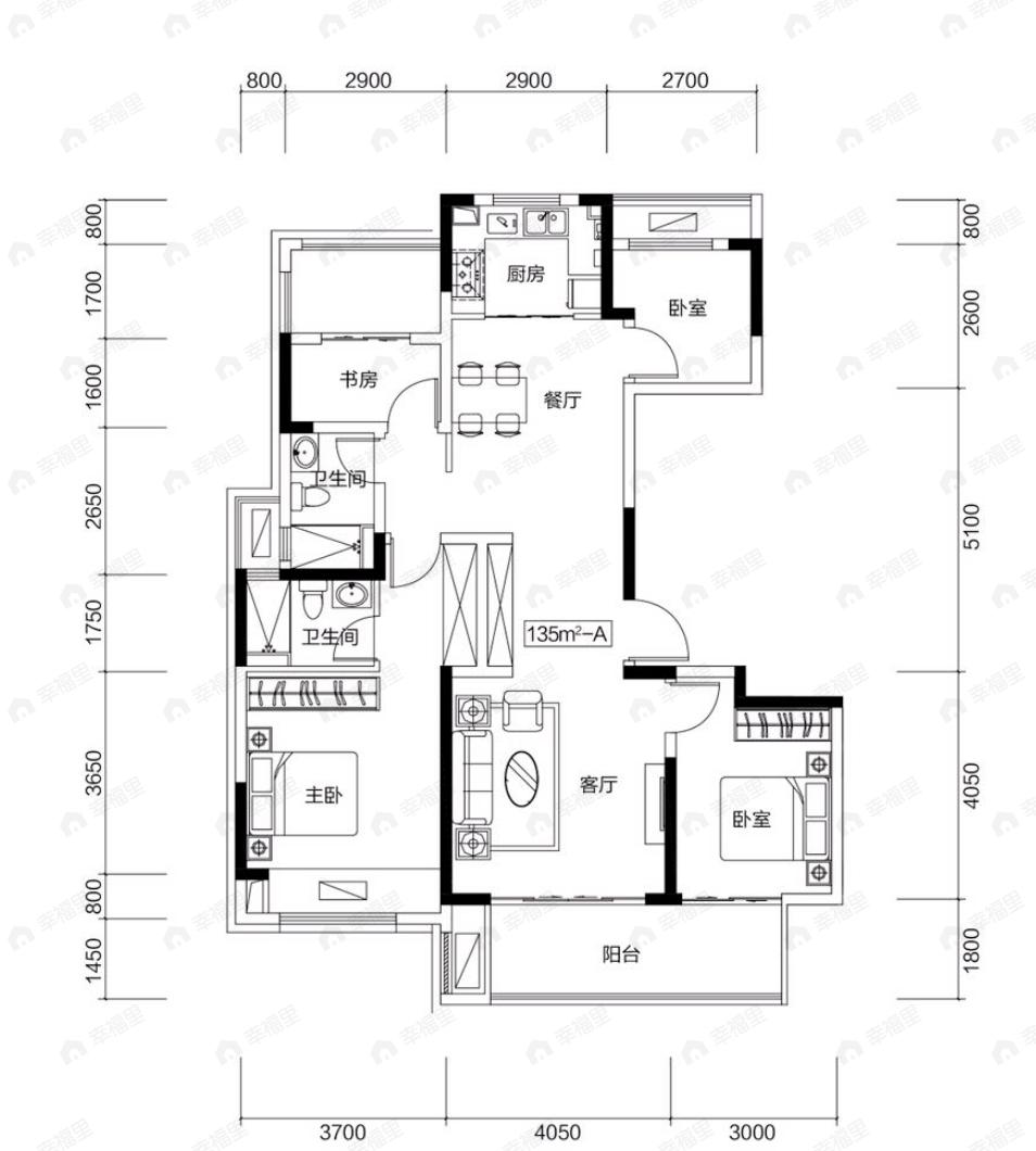 东青云锦熙悦4室2厅2卫户型图