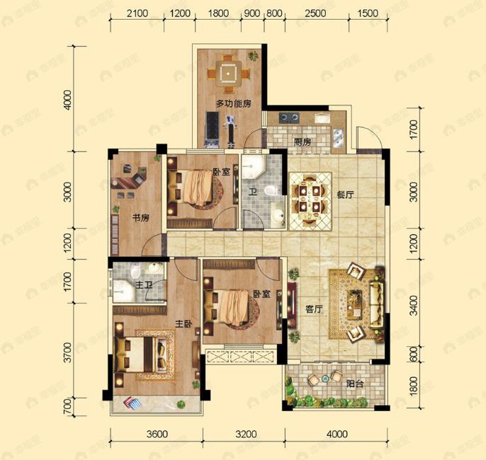 荣良麒麟华府5室2厅2卫户型图