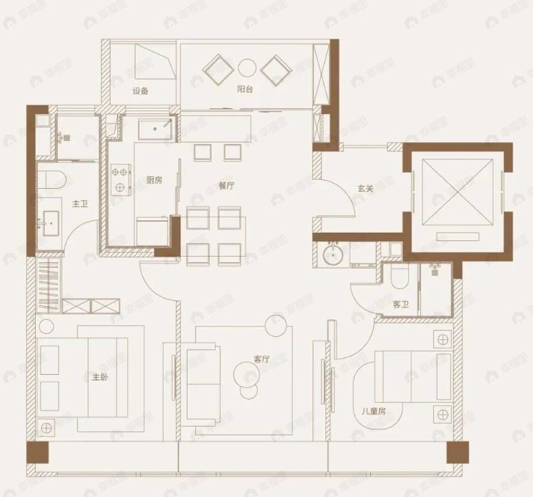 溢泽华庭二期3室2厅2卫户型图