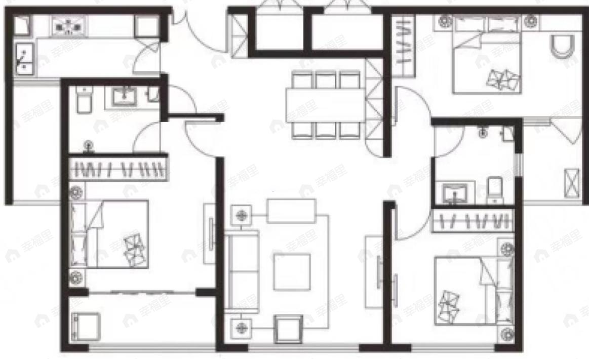 沣东旺城3室2厅2卫户型图