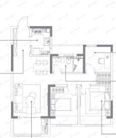 首开金茂晓棠3室2厅1卫户型图